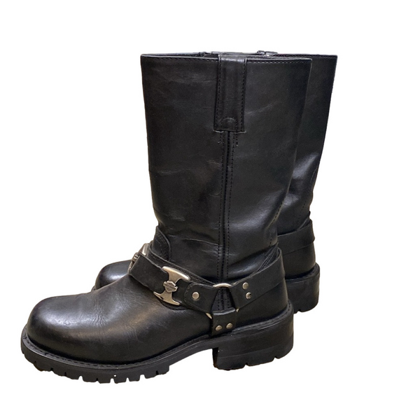 Harley Davidson Black Women’s Moto Leather Boots | Size 9.5 Great Condition - Picture 2 of 10